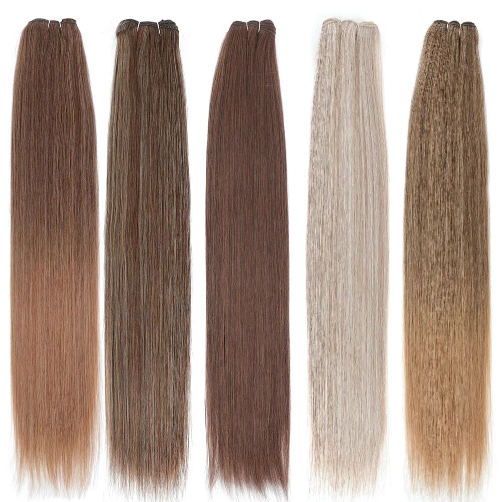 30 Inch Bone Straight Synthetic Hair Bundles Piano Blonde Ombre