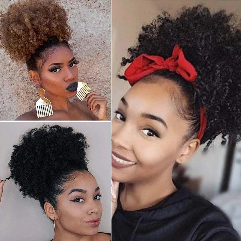 Afro Puff Drawstring Ponytail Brazilian Kinky Curly Hair