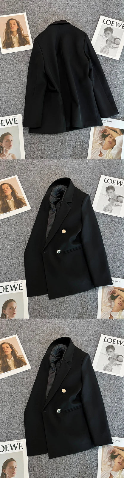 Candy Color Slim Blazer with Notched Collar and Metal Buttons