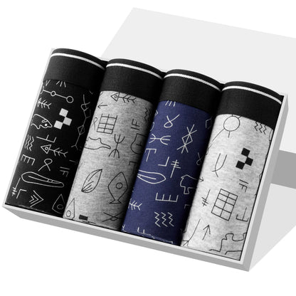 Men's Cotton Boxer Shorts Underwear 4Pcs Set