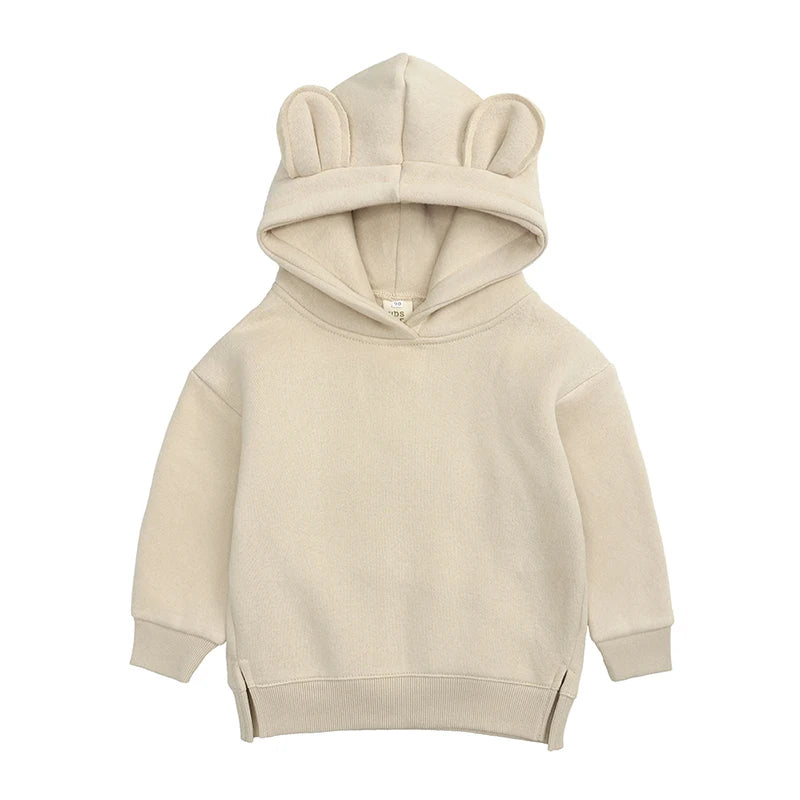 Kids Hooded Sweatshirt Cotton Solid Top for Girls