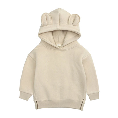 Kids Hooded Sweatshirt Cotton Solid Top for Girls