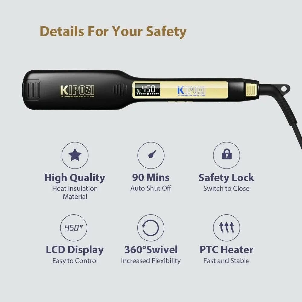 KIPOZI Titanium Flat Iron Hair Straightener with LCD Display