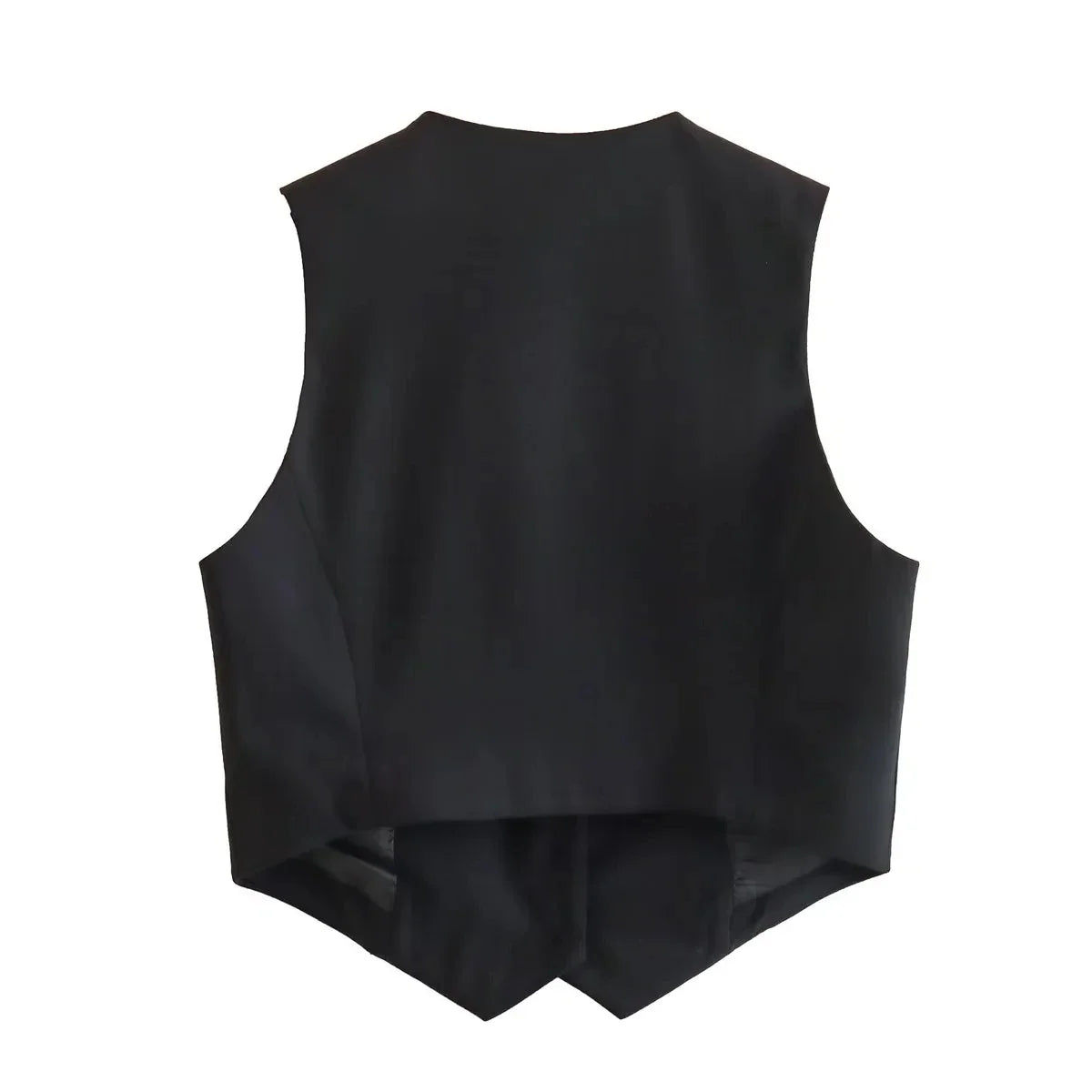 Women'S Solid Suit Vest Sleeveless Cropped Waistcoat