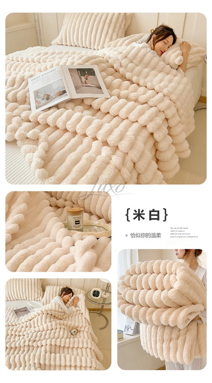 Thickened Striped Flannel Multifunctional Blanket