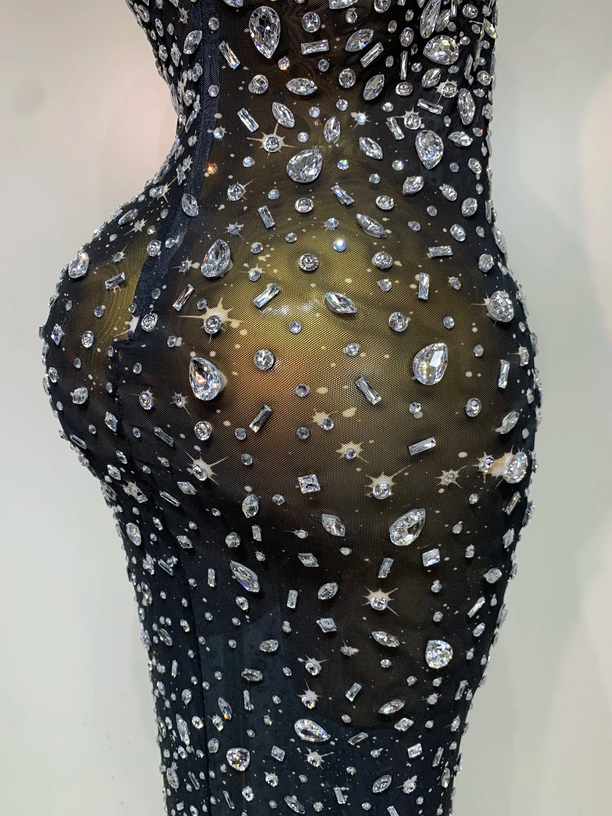 Luxury Rhinestone Mesh Bodycon Dress for Women