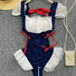 Women Transparent Lace Up Halter Bodysuit Romper