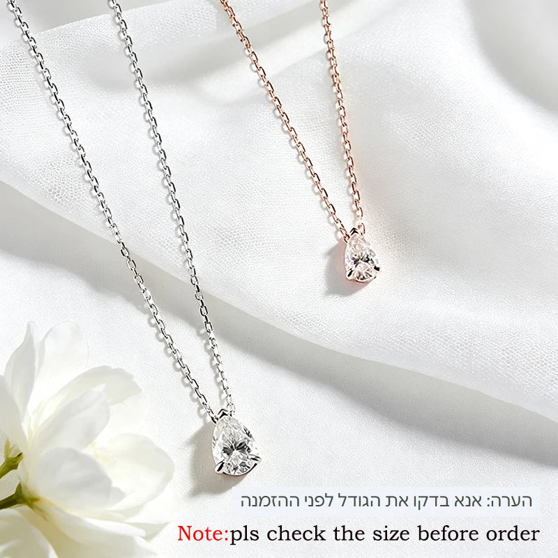 Smyoue Pear Cut Moissanite Necklace 925 Sterling Silver