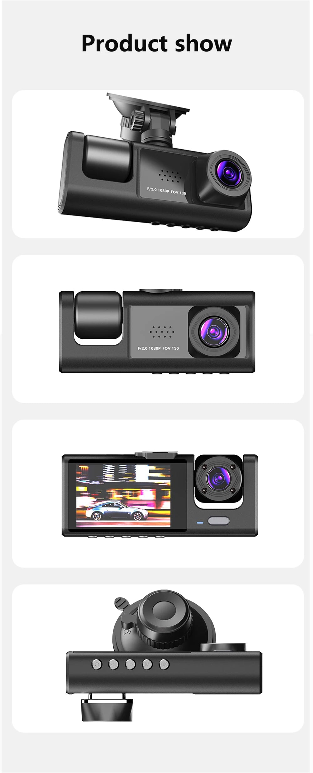 1080P WiFi Dash Cam with Front and Rear Cameras