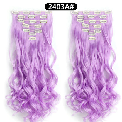 22 Inch Curly Wavy Clip In Hair Extensions Synthetic
