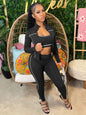 Weird Puss Women 3 Piece Tracksuit Set with Zipper Jacket