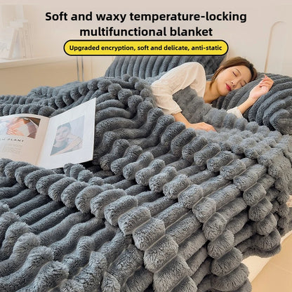 Thickened Striped Flannel Multifunctional Blanket