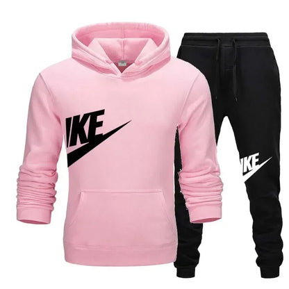 Men's Casual Fitness Printed Hooded Pullover and Pants