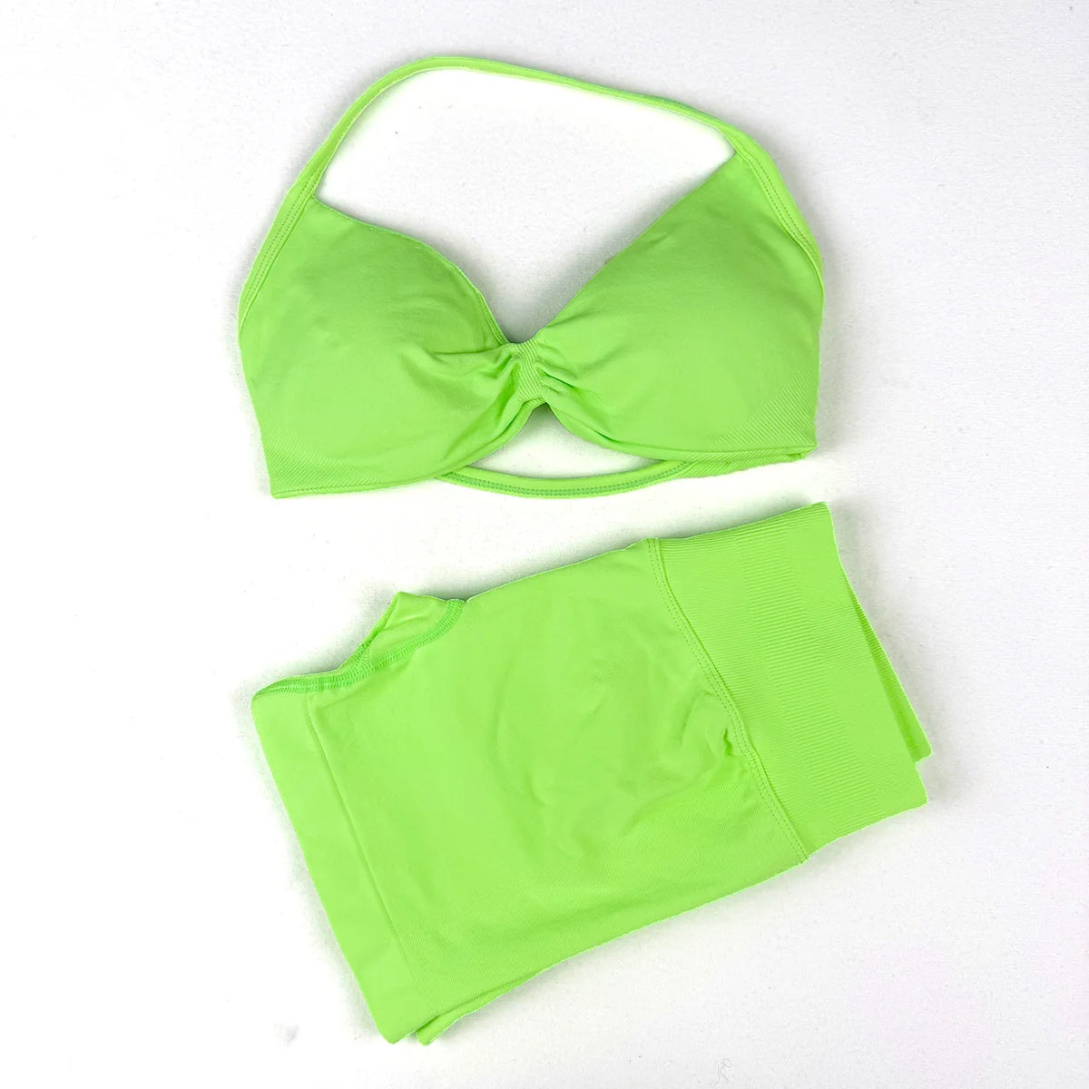 Seamless Strappy Yoga Bra and Scrunch Butt Shorts Set