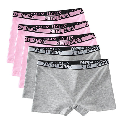 Teenage Girls Cotton Panties Solid Color Mid Waist Briefs