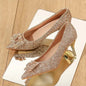 Elegant Crystal Pointed Toe High Heel Pumps for Women