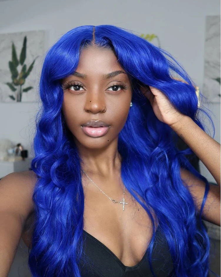 Dark Blue 13x4 Lace Front Wig Human Hair Body Wave