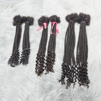 Natural Human Hair Dreadlock Extensions 8-12 Inch Curly Ends