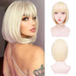 Pink Bob Synthetic Wig with Bangs for Cosplay