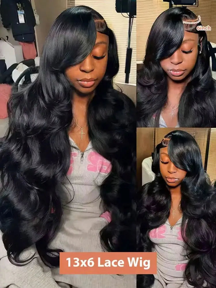 42 Inch 250% Density Body Wave Lace Front Wig Black