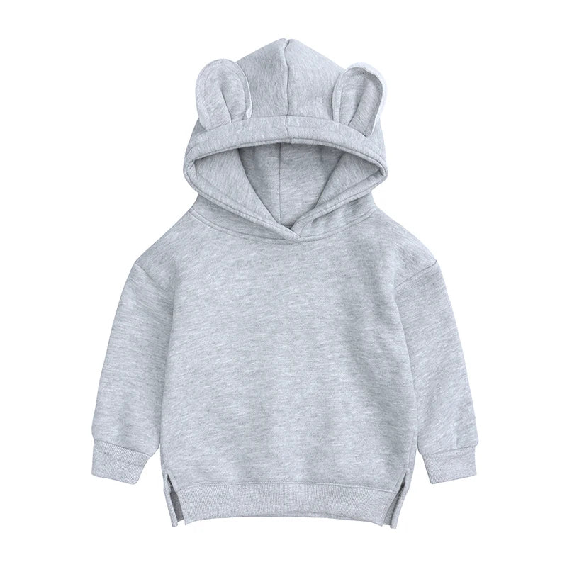 Kids Hooded Sweatshirt Cotton Solid Top for Girls