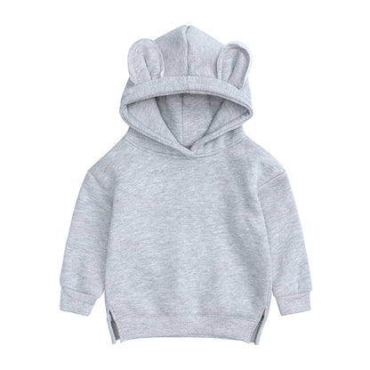 Kids Hooded Sweatshirt Cotton Solid Top for Girls