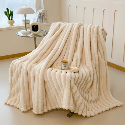Thickened Wide Striped Flannel Blanket for Sofa and Bed
