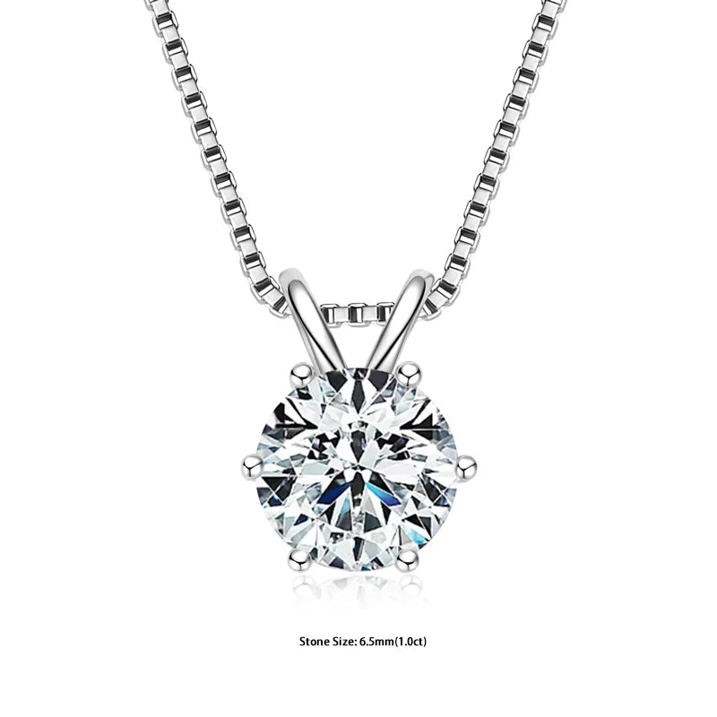 Moissanite Pendant Necklace 925 Sterling Silver Women