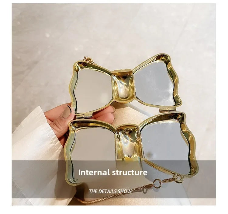 Golden Acrylic Round Clutch Purse for Parties
