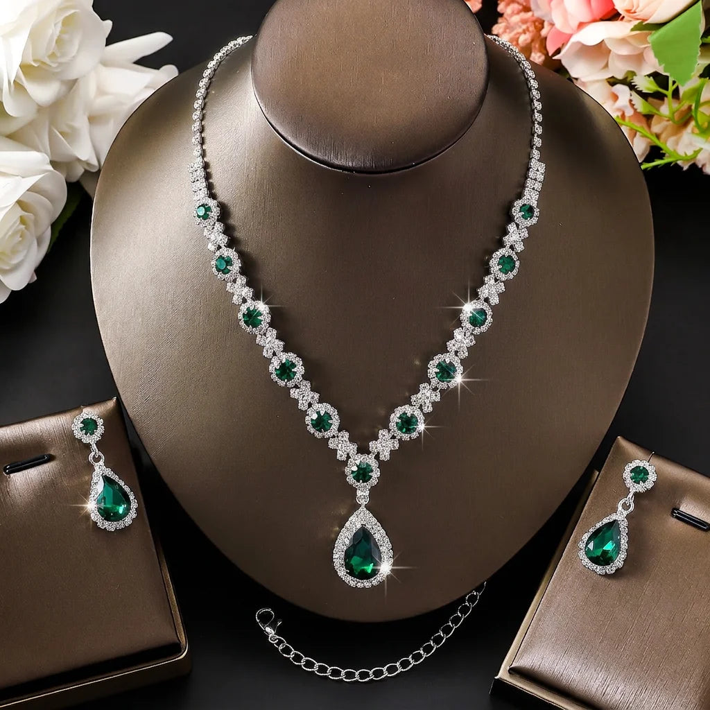 Water Drop Necklace and Earrings Set for Women