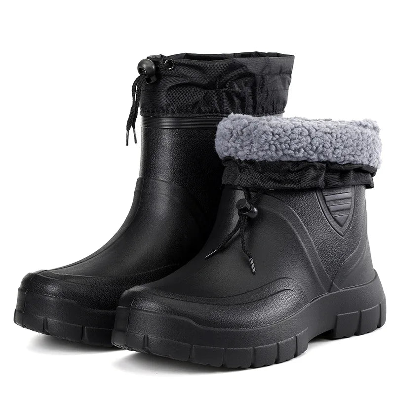 Men's Waterproof Velvet Rain Boots Casual Short Boot