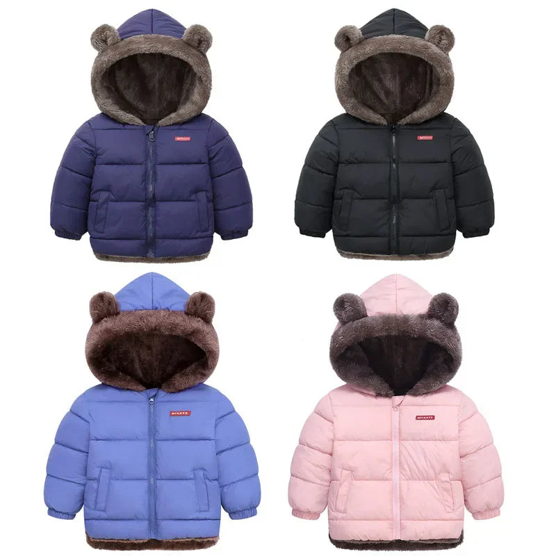 Thick Winter Jacket for Kids Hooded Cotton Outerwear