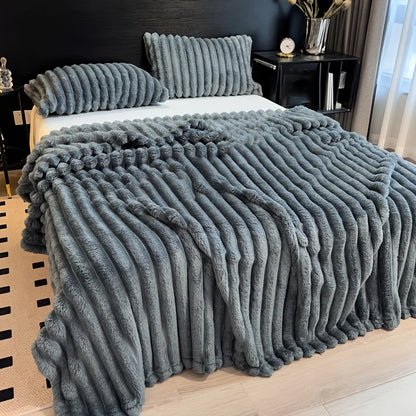 Thickened Wide Striped Flannel Multifunctional Blanket