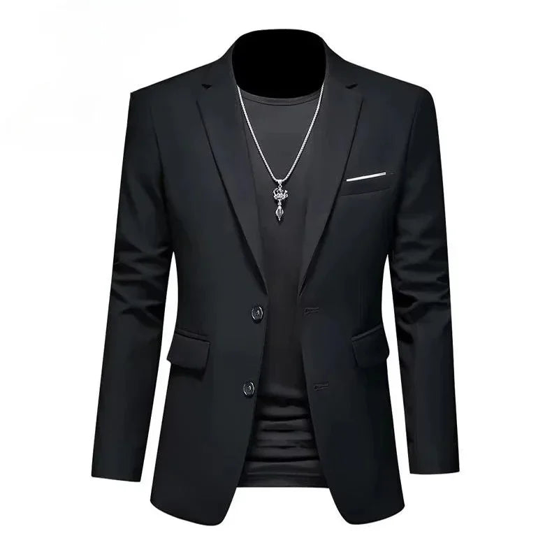 Men's White Formal Suit Jacket with Long Sleeves