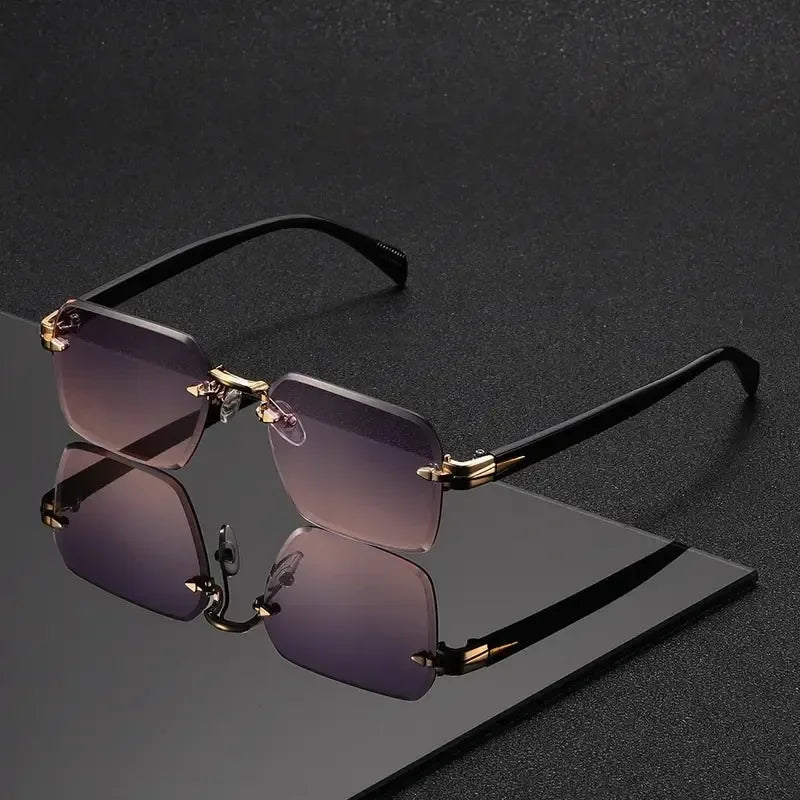 Rimless Rectangle Sunglasses for Unisex with UV400 Protection