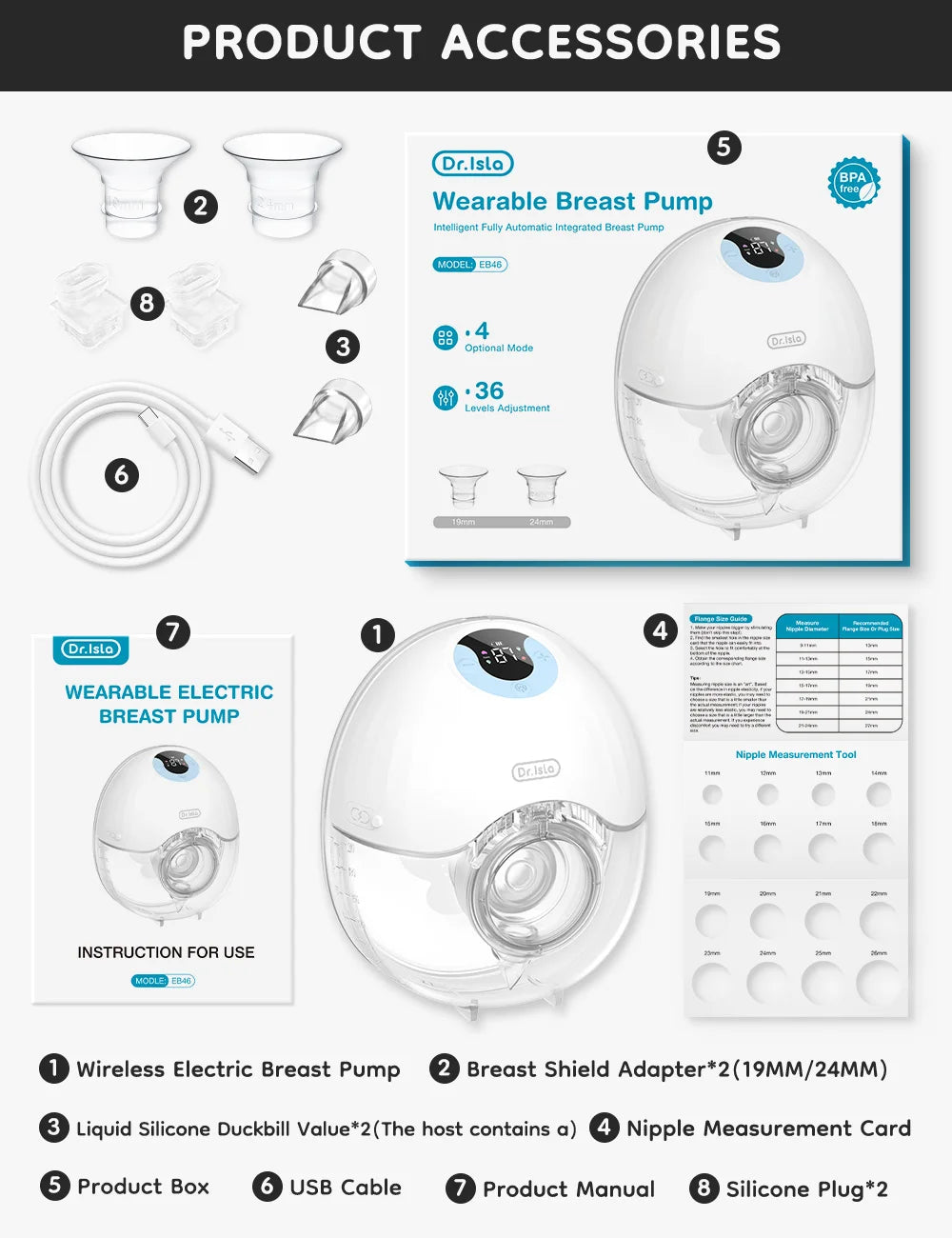 Wearable Electric Breast Pump with LED Display