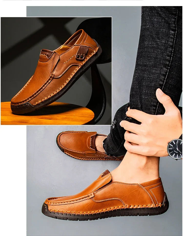 Men's Genuine Leather Slip-On Loafers Casual Shoes