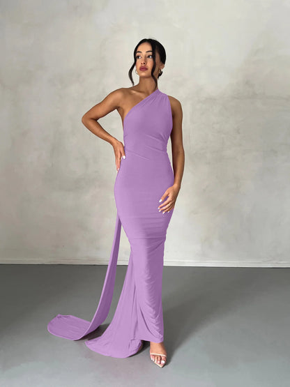 Hugcitar One Shoulder Backless Maxi Dress Women