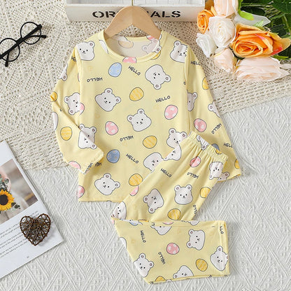 Children's Casual Joker Bear Print Pajama Set