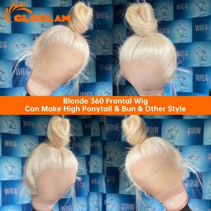 Straight 360 Lace Front Wig Human Hair Blonde 613