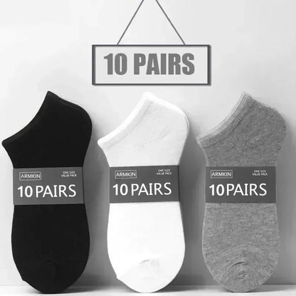 Unisex Ankle Socks Cotton Breathable Sports Black White Gray