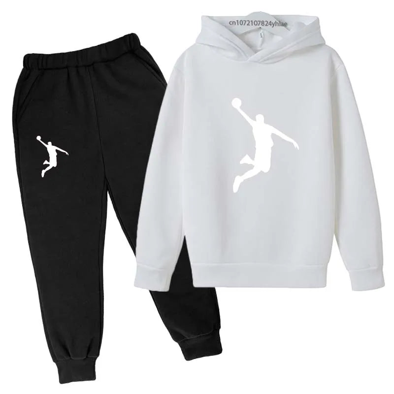 Kids Casual Hoodie and Pants Tracksuit Set