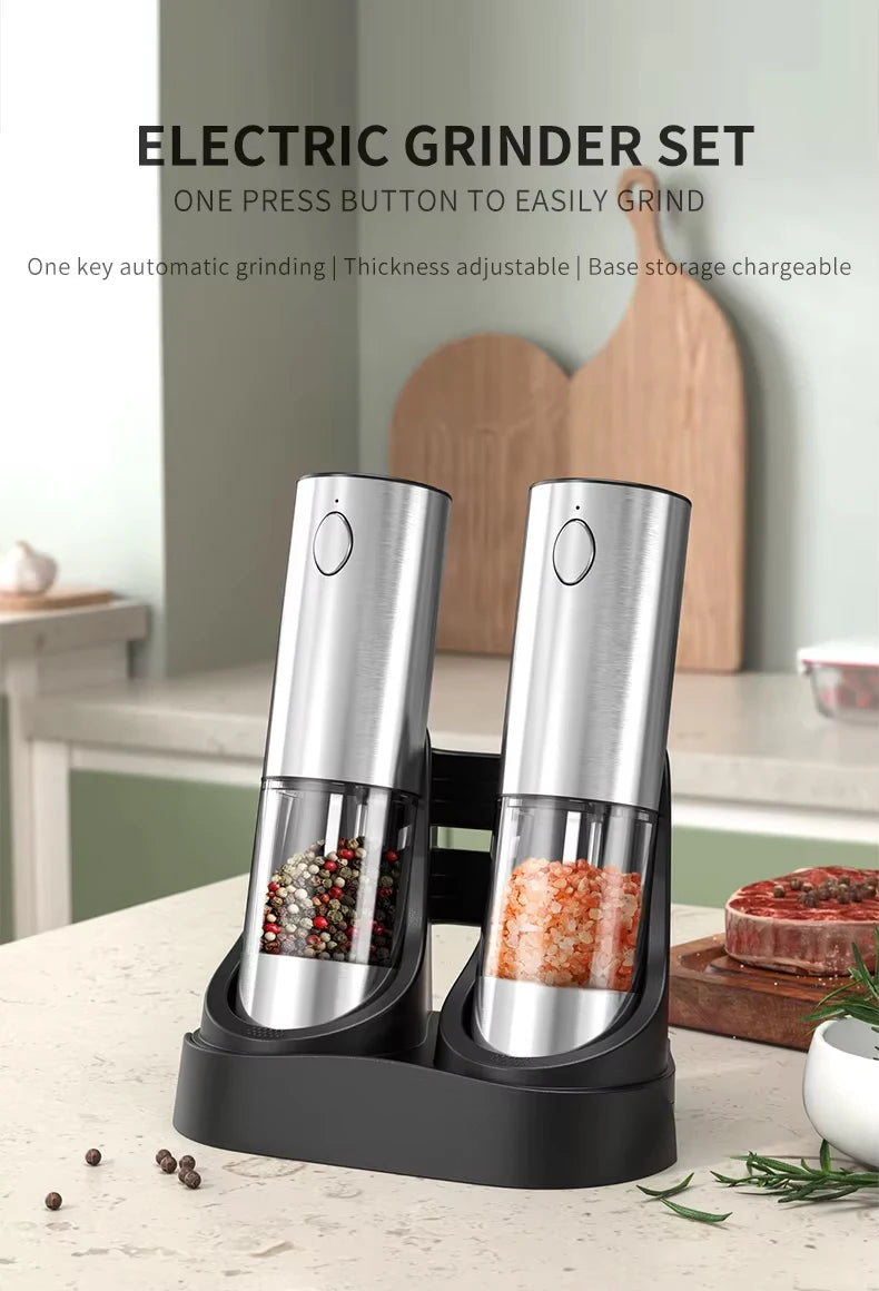 Electric Automatic Stainless Steel Salt and Pepper Grinder