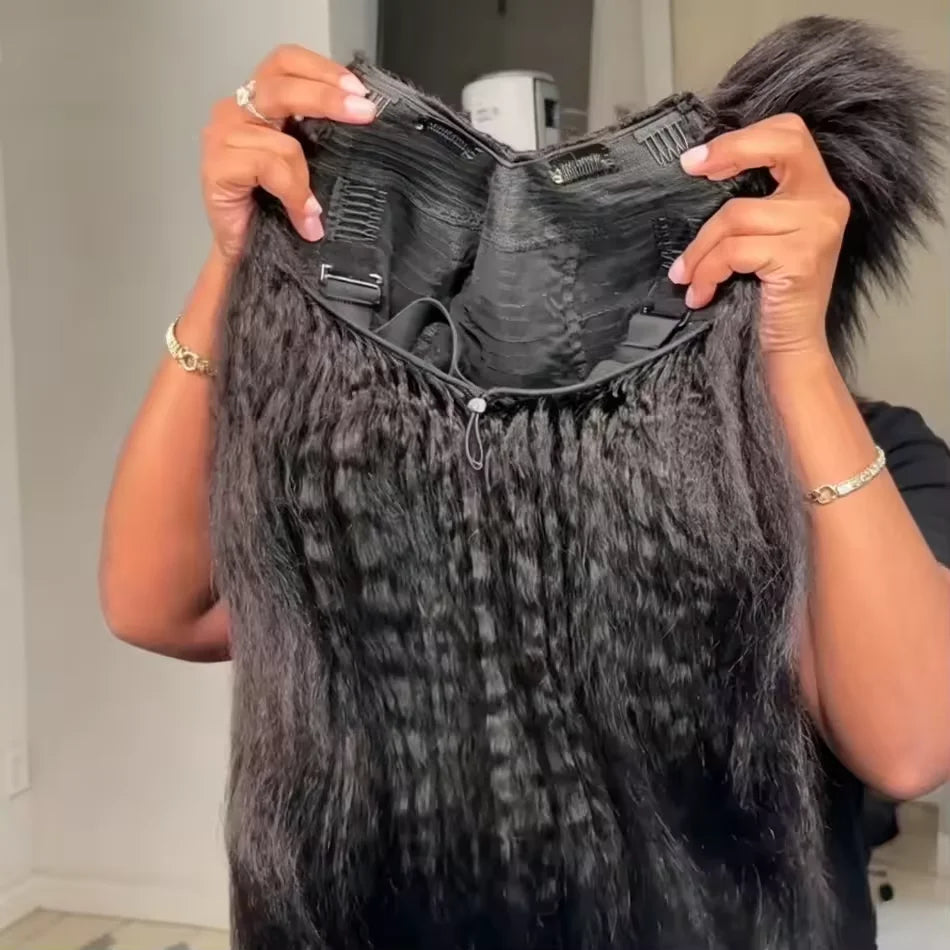 Kinky Straight V Part Wig 220% Density Human Hair