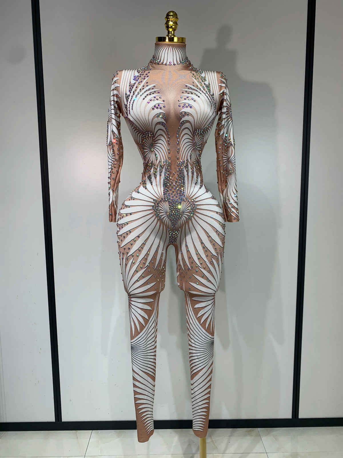 Sparkly Diamond Mesh Jumpsuit for Women