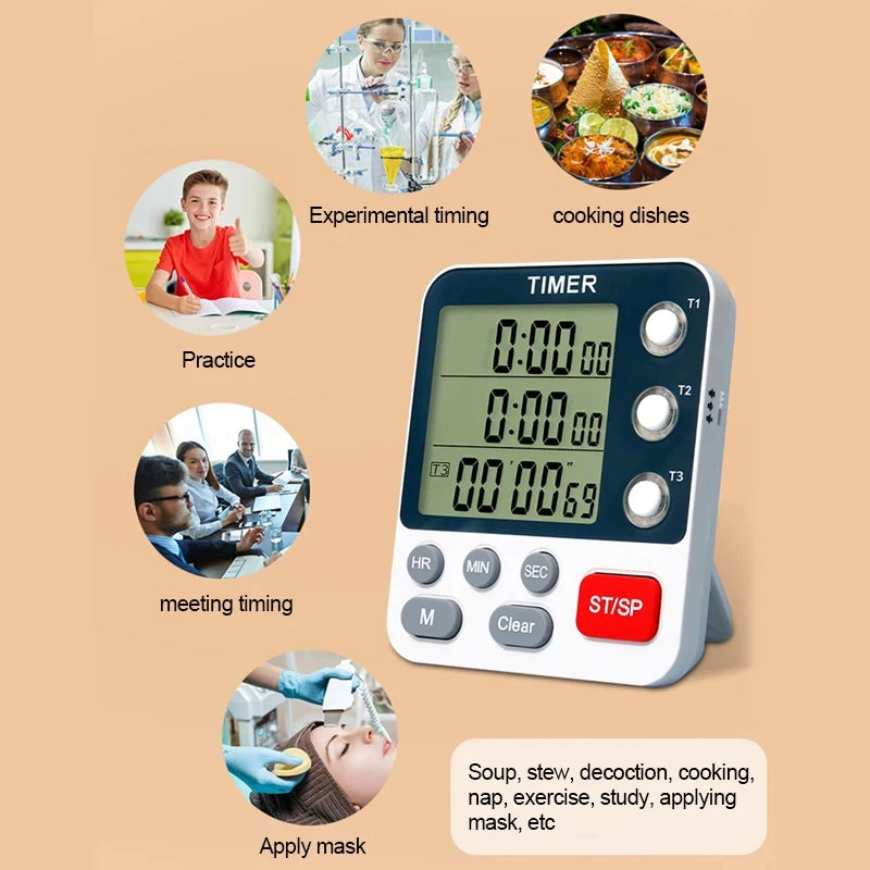 Digital Kitchen Timer with Adjustable Volume and LCD Display