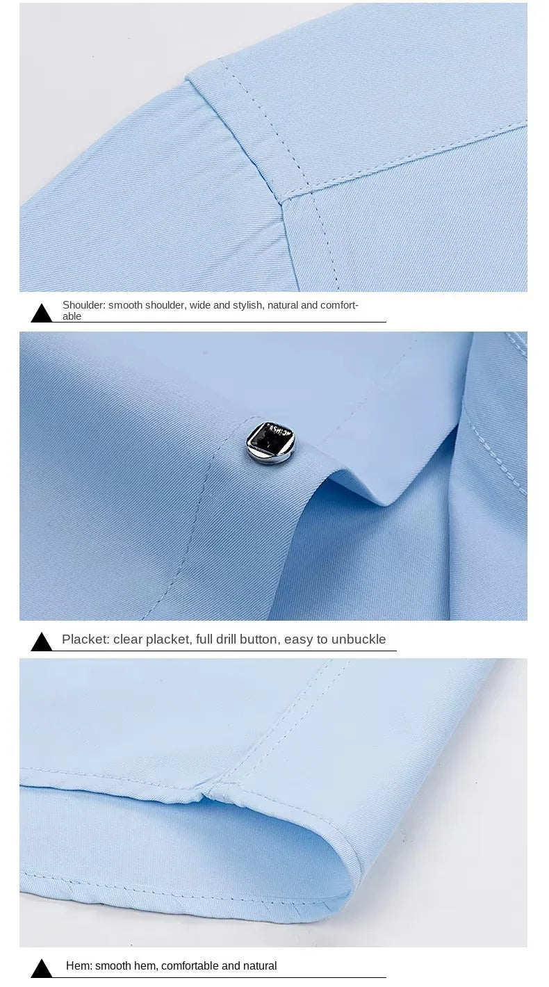 Men's Formal White Dress Shirt Long Sleeve Cotton Blend