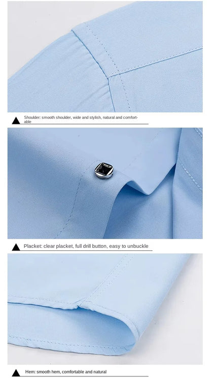 Men's Formal White Dress Shirt Long Sleeve Cotton Blend