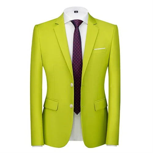 Men's Solid Color Formal Suit Jacket Slim Fit Blazer
