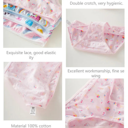 Cotton Cartoon Briefs for Girls Kids Underwear